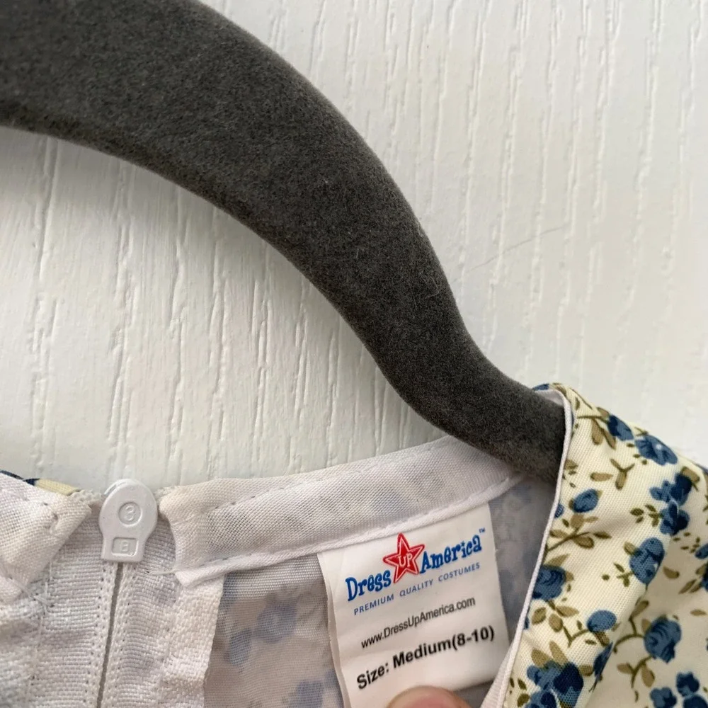Dress Up America Girls Floral Prairie Dress Blue Cream Pioneer Costume Size 8-10